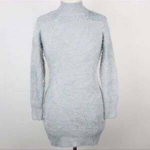 Missguided NWT Cozy Light Gray Fuzzy Bodycon Mini Sweater Dress Sz 2
